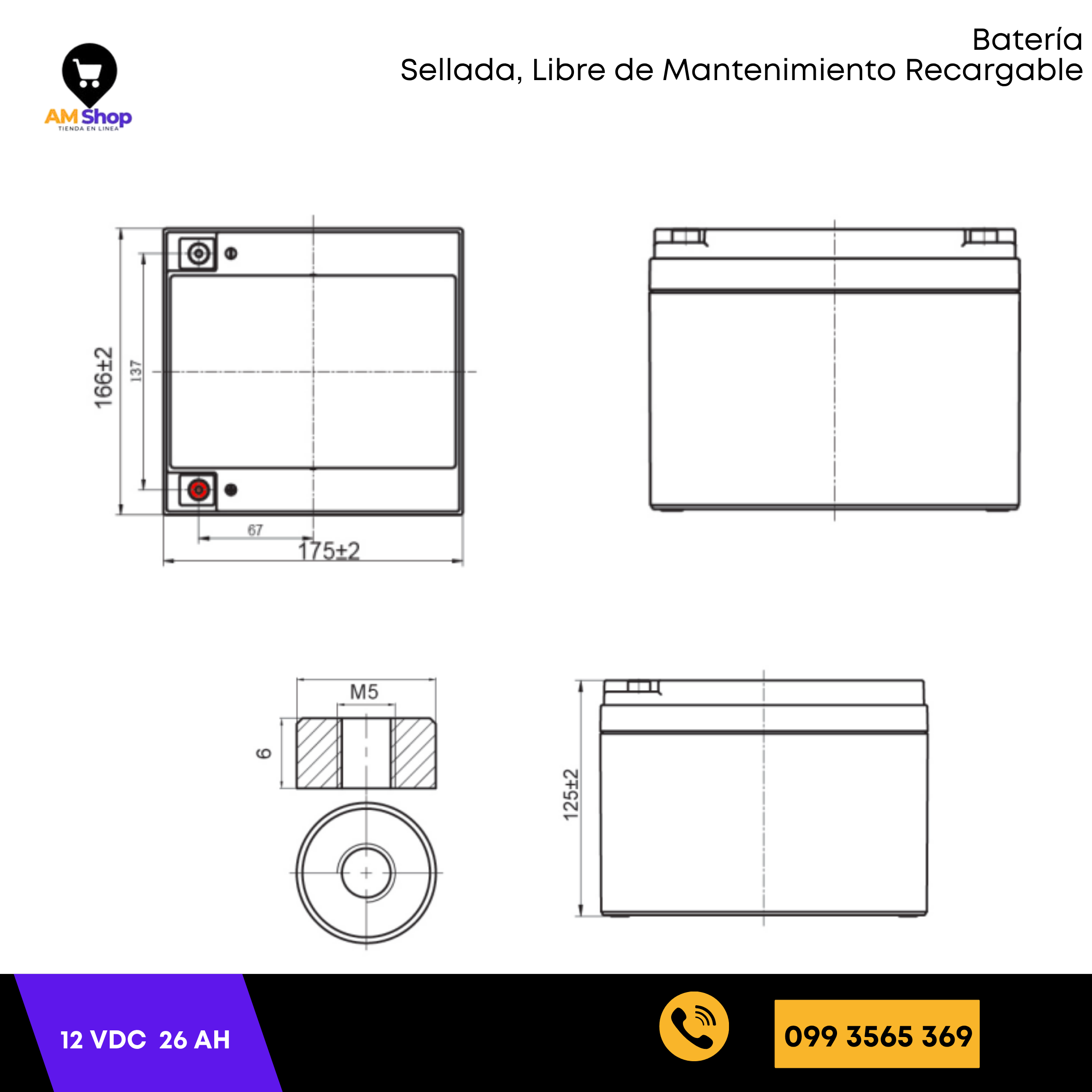 Bateria Sellada Seca 12Vdc 26Ah
