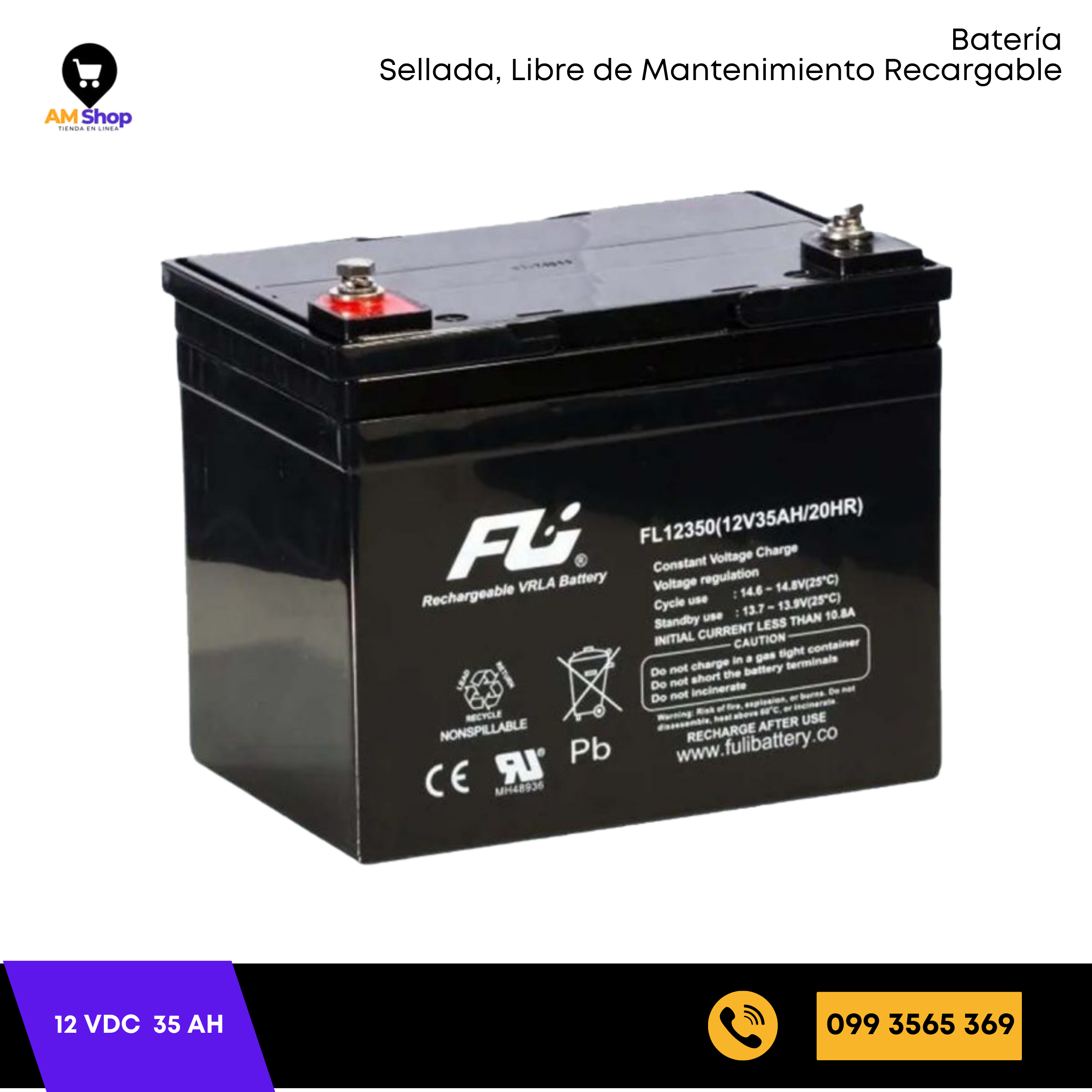 Bateria Sellada Seca 12Vdc 35Ah