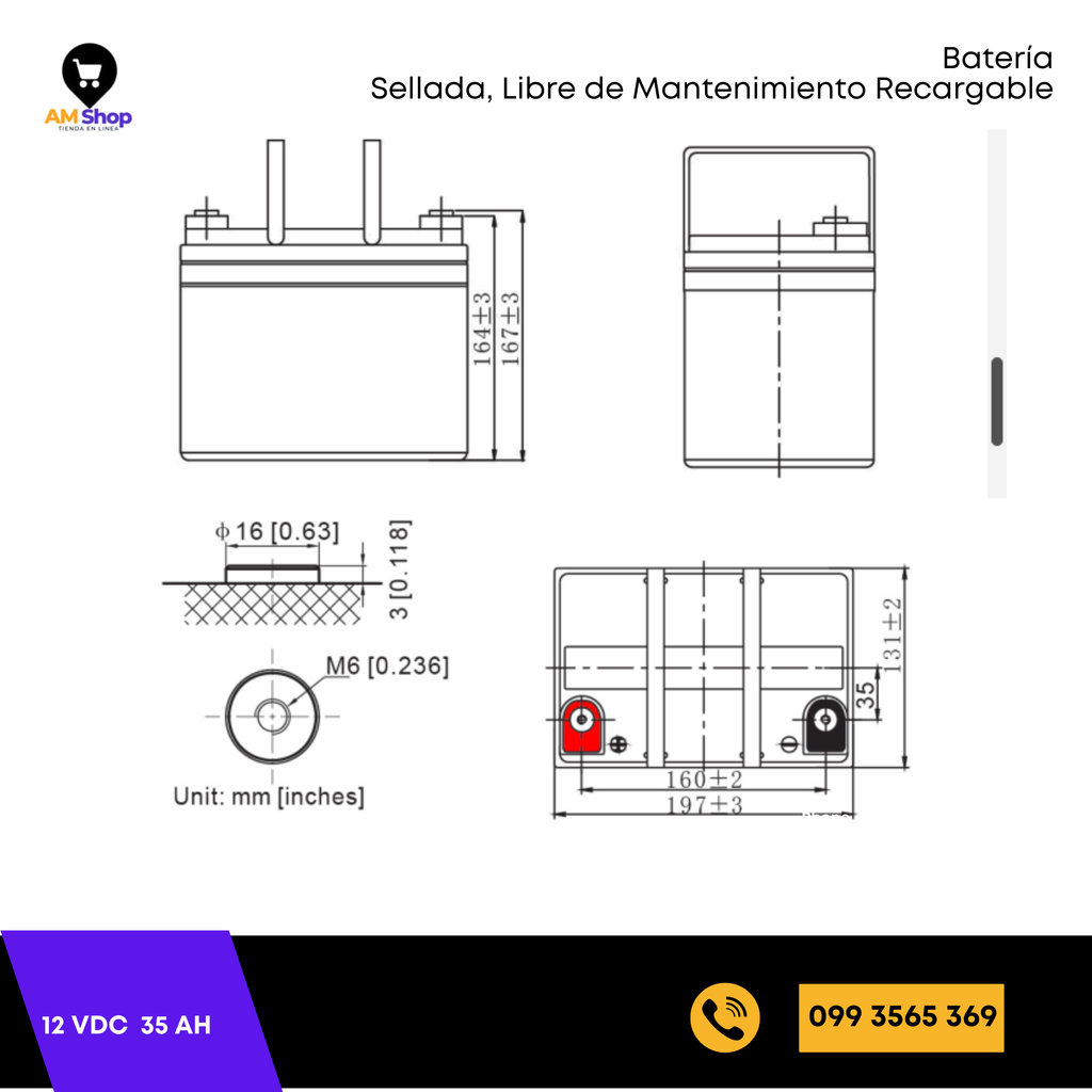 Bateria Sellada Seca 12Vdc 35Ah