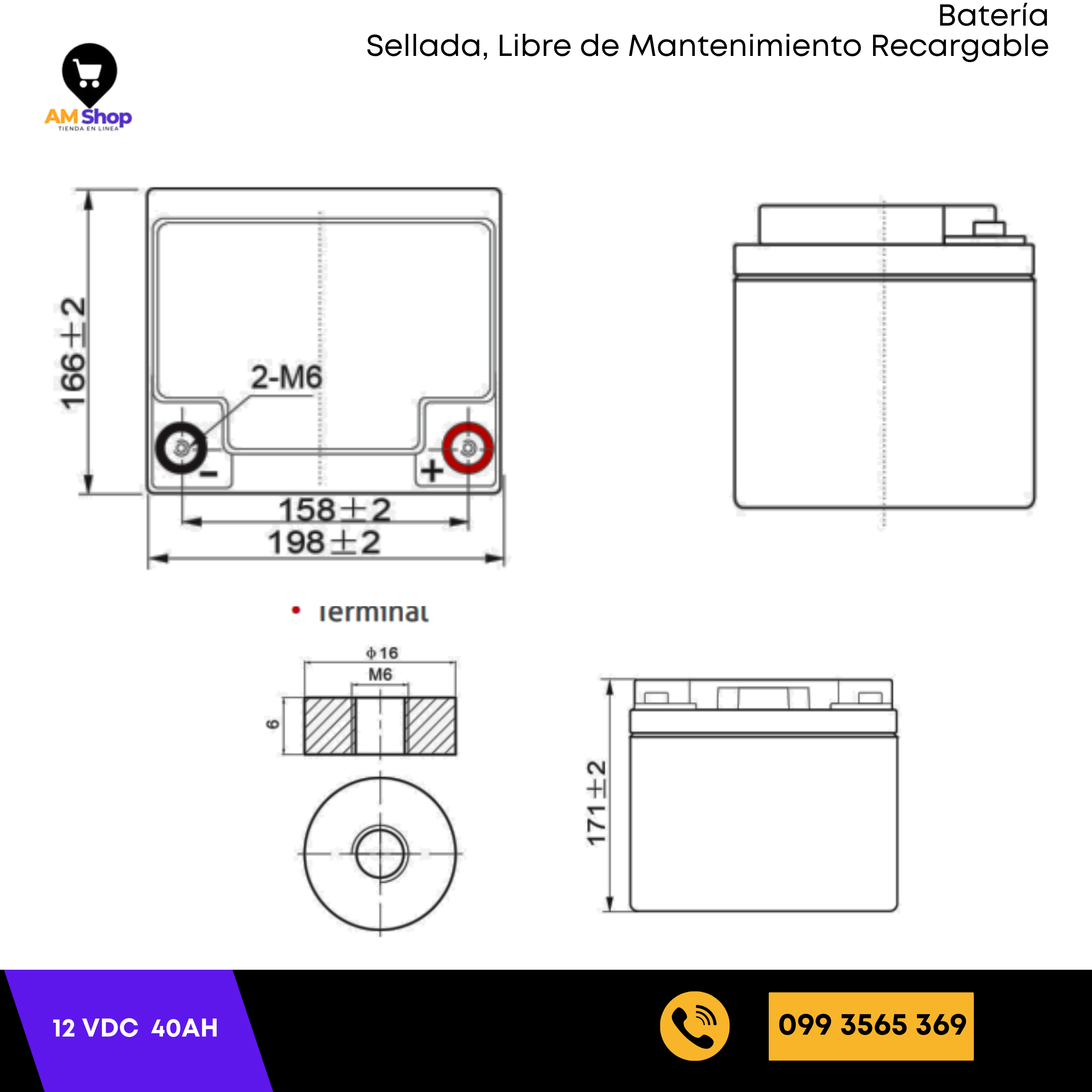 Bateria Sellada Seca 12Vdc 40Ah