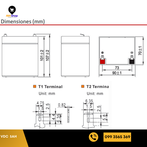 Bateria seca sellada 12Vdc 5Ah