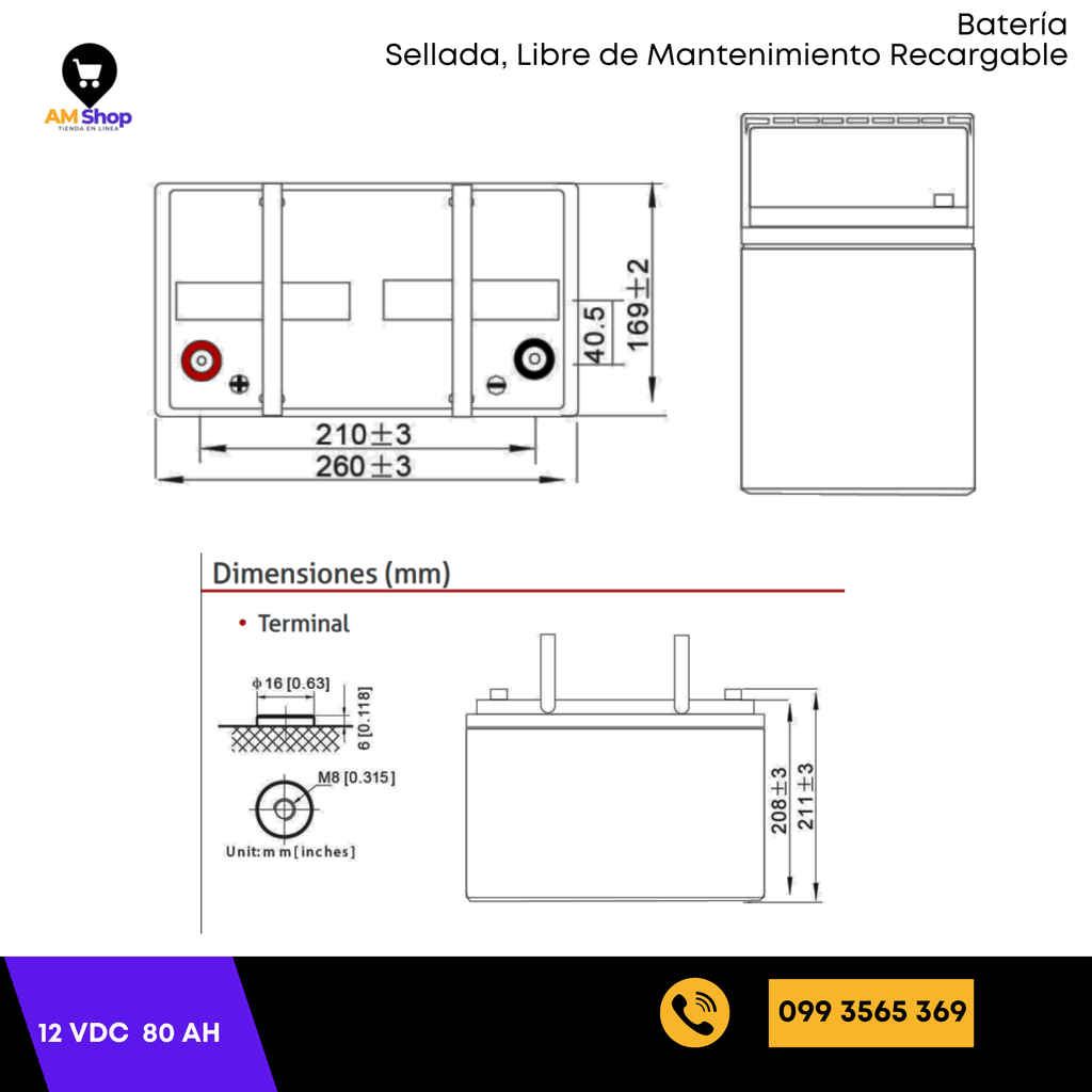 Baterias Selladas Secas 12Vdc 80Ah