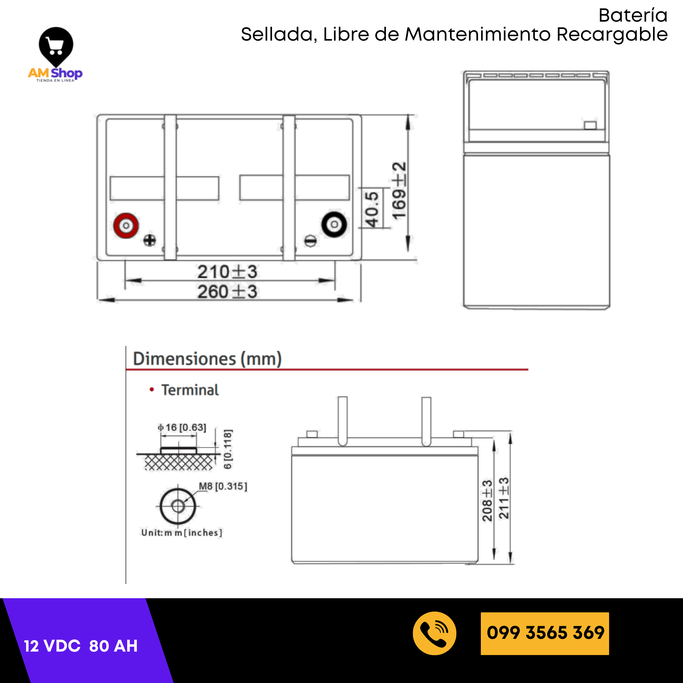 Baterias Selladas Secas 12Vdc 80Ah