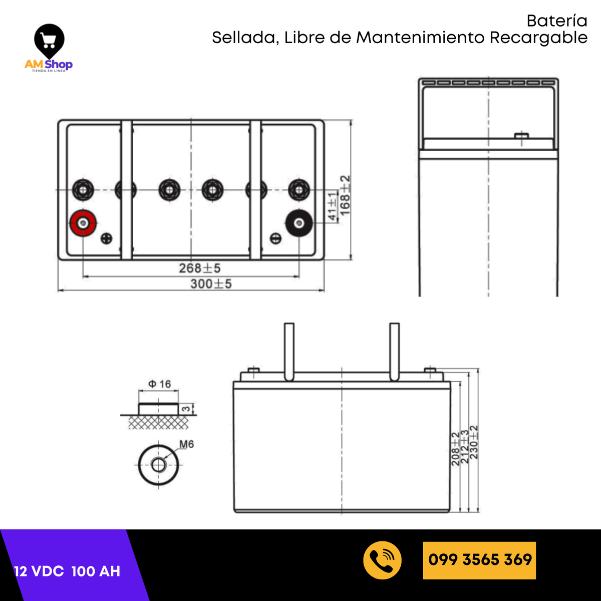 Bateria Sellada Seca 12Vdc 100Ah