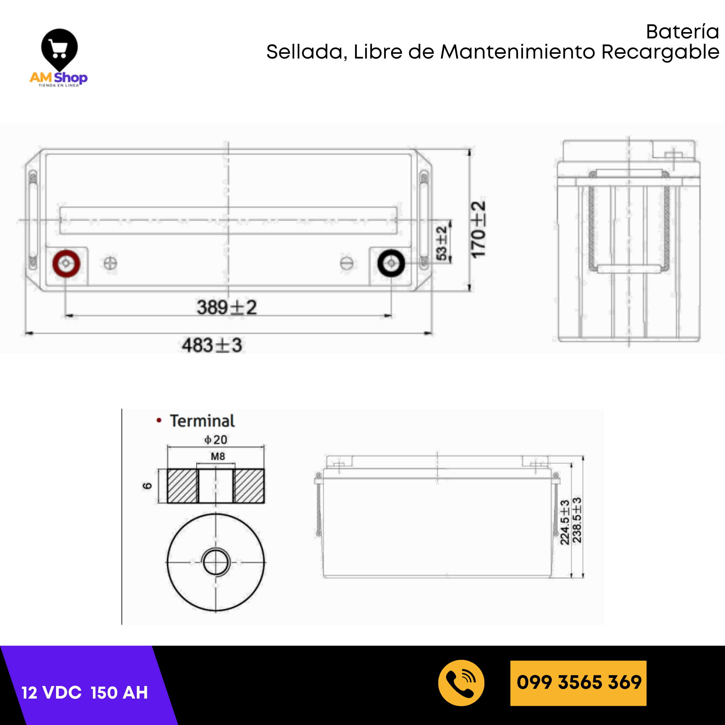 Bateria Sellada Seca 12vdc 150Ah