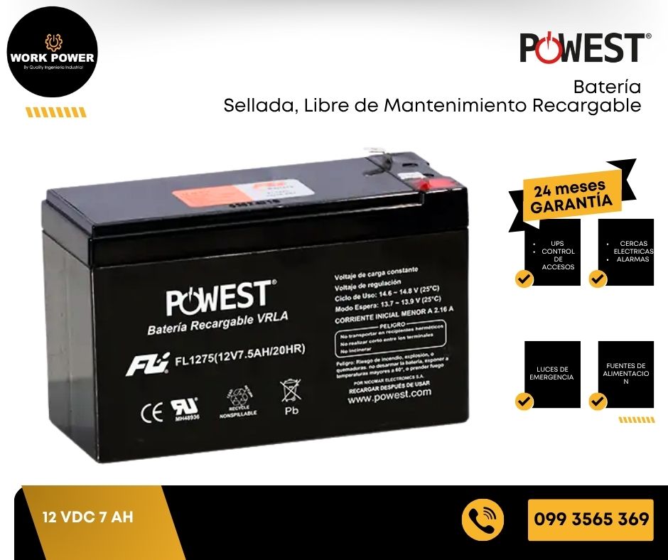 Bateria seca sellada 12Vdc 7Ah