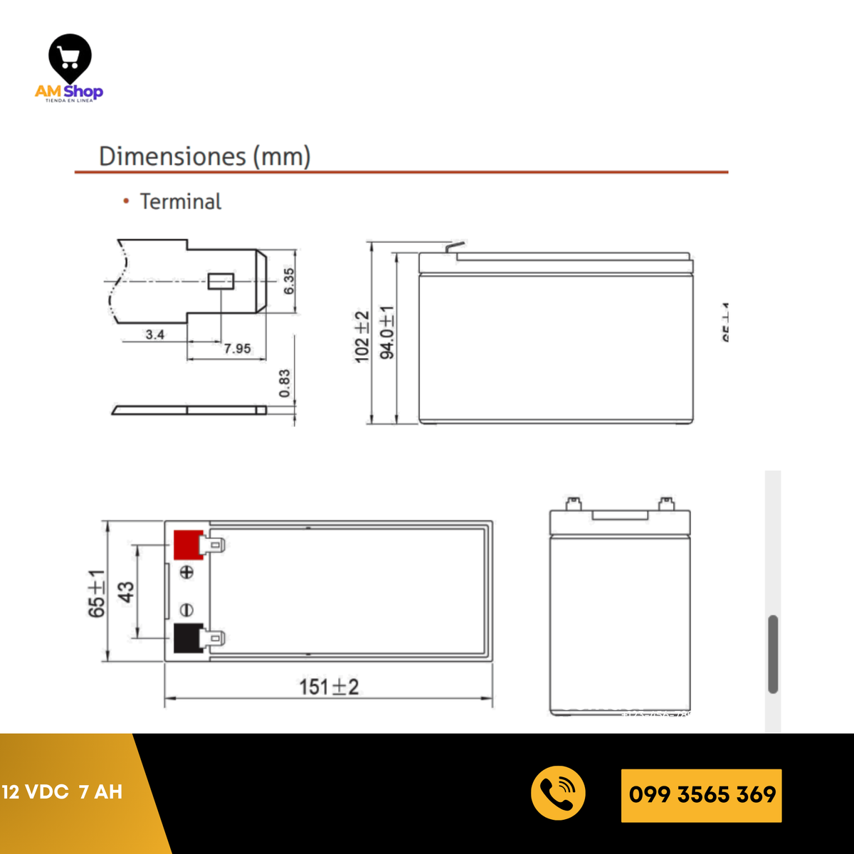 Bateria seca sellada 12Vdc 7Ah