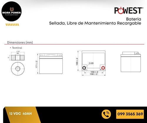 Bateria seca sellada 12Vdc 5Ah