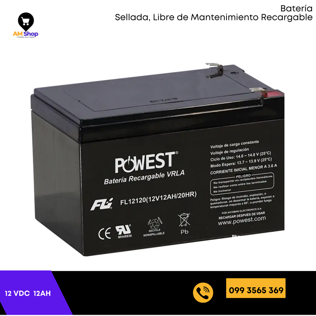 Bateria sellada seca 12VDC 12Ah