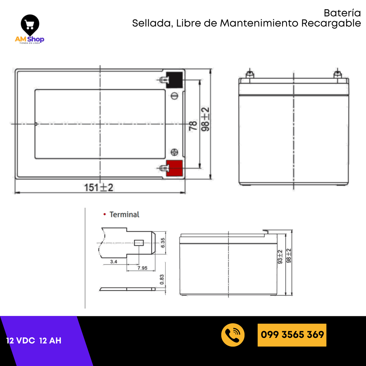 Bateria sellada seca 12VDC 12Ah