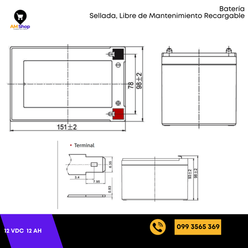 Bateria sellada seca 12VDC 12Ah