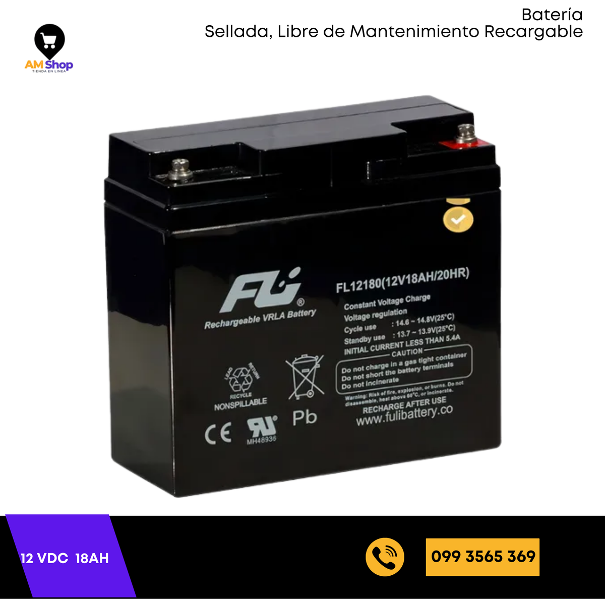 Bateria Sellada Seca 12Vdc 18Ah