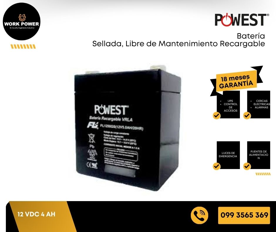 Bateria seca sellada 12Vdc 5Ah